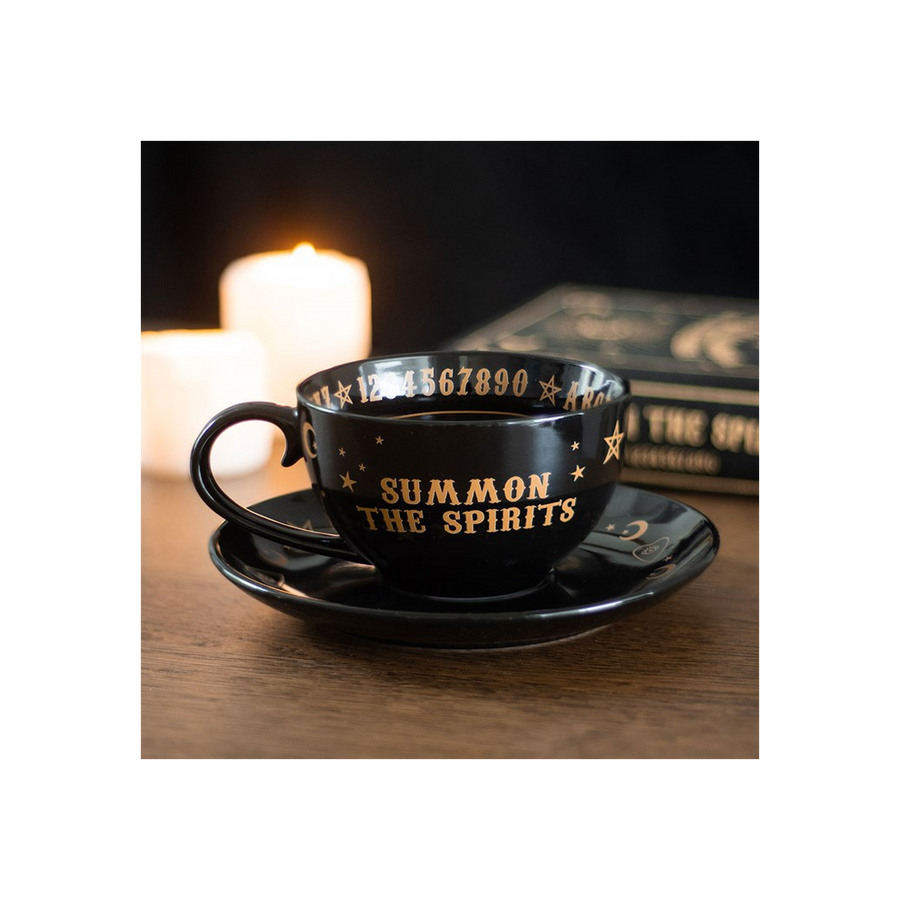Black Talking Board Teacup and Saucer