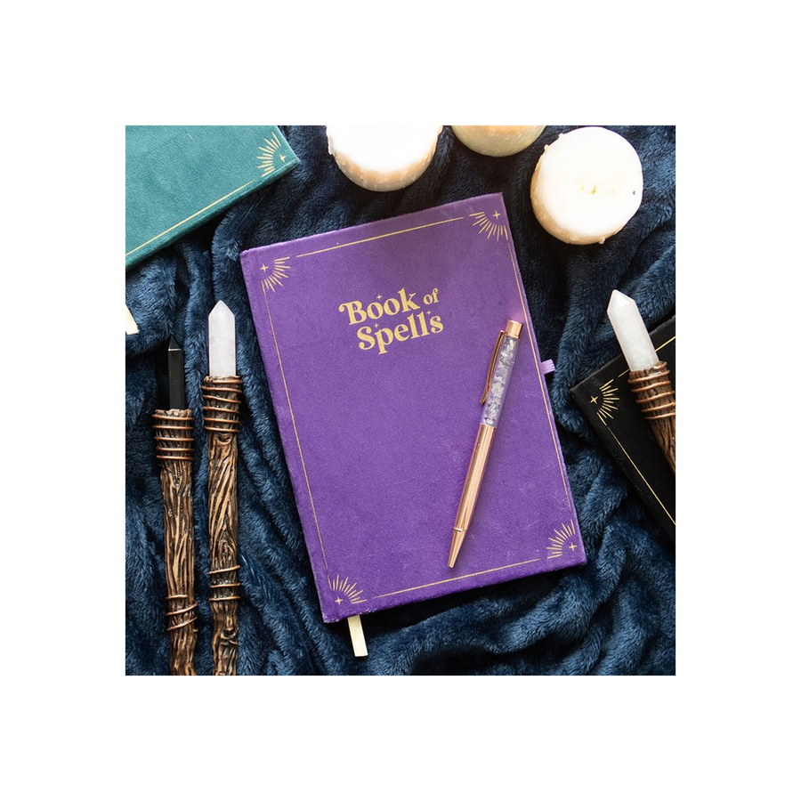 Book of Spells Journal with Amethyst Crystal Pen