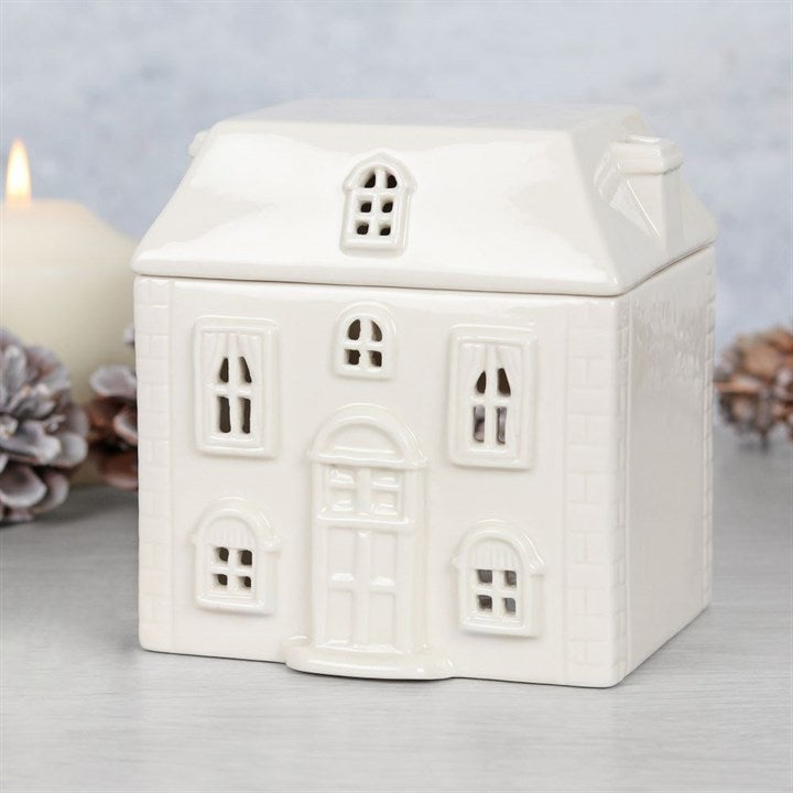 White Ceramic House Oil Burner