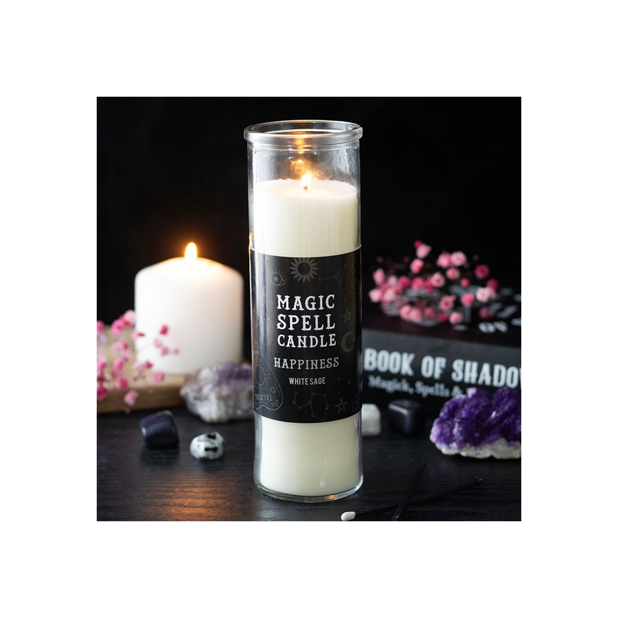 Happiness White Sage Magic Spell Tube Candle