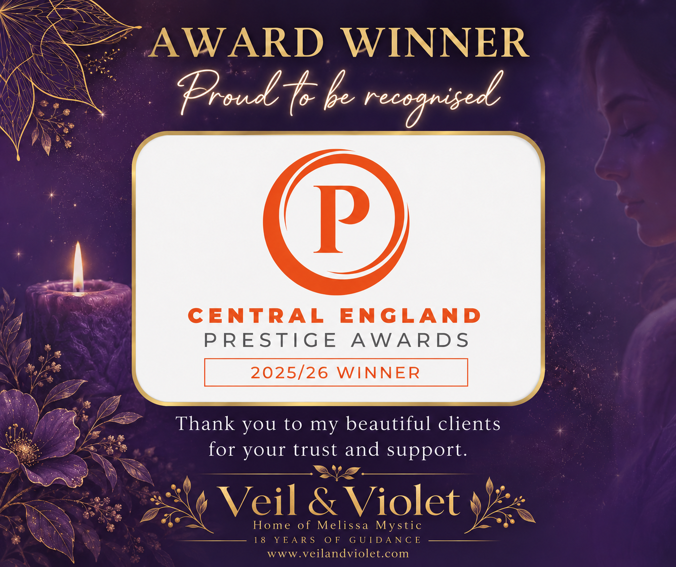 Veil & Violet, Home of Melissa Mystic — Central England Prestige Awards 2025/26 winner